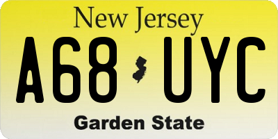 NJ license plate A68UYC