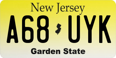 NJ license plate A68UYK