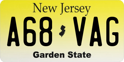 NJ license plate A68VAG