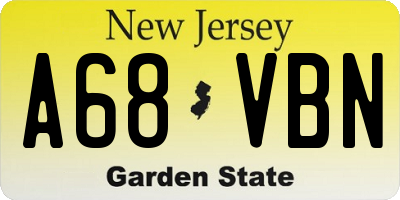 NJ license plate A68VBN