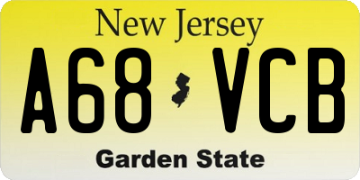 NJ license plate A68VCB