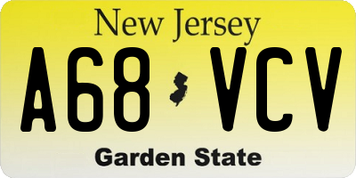 NJ license plate A68VCV