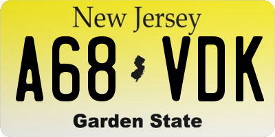 NJ license plate A68VDK