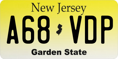 NJ license plate A68VDP
