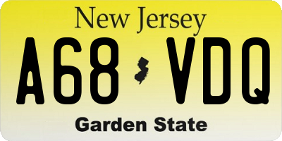 NJ license plate A68VDQ