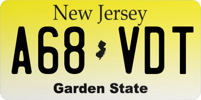 NJ license plate A68VDT