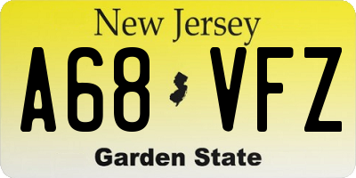 NJ license plate A68VFZ