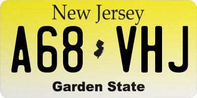 NJ license plate A68VHJ