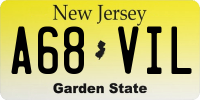 NJ license plate A68VIL