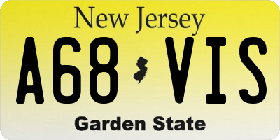NJ license plate A68VIS