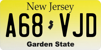 NJ license plate A68VJD