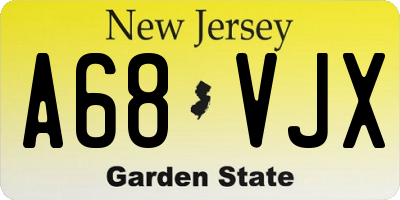 NJ license plate A68VJX