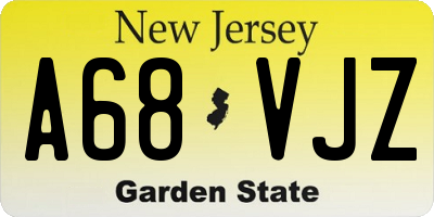 NJ license plate A68VJZ
