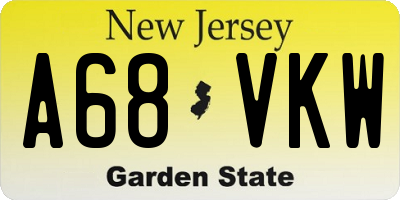 NJ license plate A68VKW