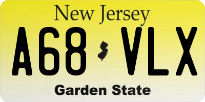 NJ license plate A68VLX