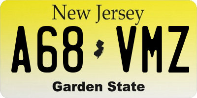 NJ license plate A68VMZ