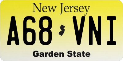 NJ license plate A68VNI