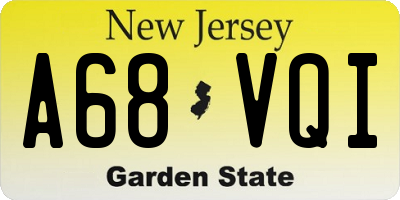 NJ license plate A68VQI