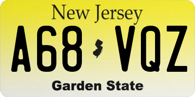 NJ license plate A68VQZ