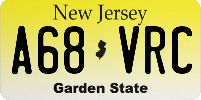NJ license plate A68VRC