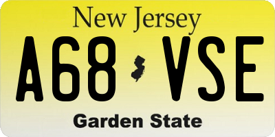 NJ license plate A68VSE