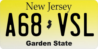 NJ license plate A68VSL