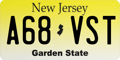 NJ license plate A68VST