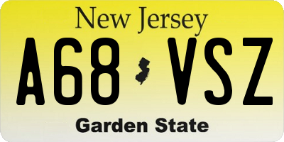 NJ license plate A68VSZ
