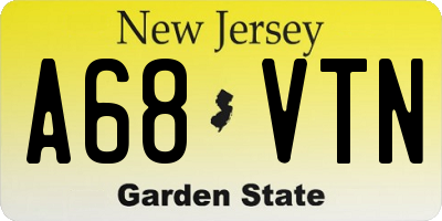 NJ license plate A68VTN