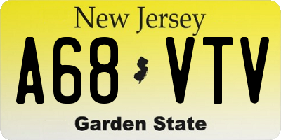 NJ license plate A68VTV