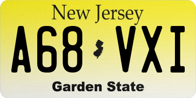 NJ license plate A68VXI