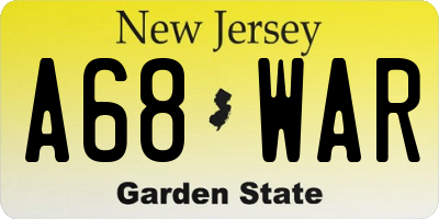NJ license plate A68WAR