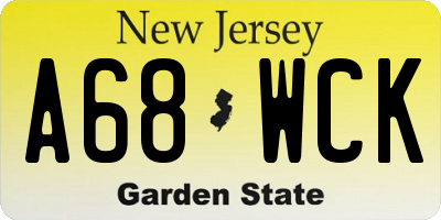 NJ license plate A68WCK
