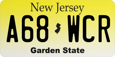 NJ license plate A68WCR