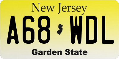 NJ license plate A68WDL