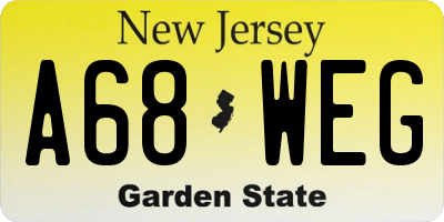 NJ license plate A68WEG