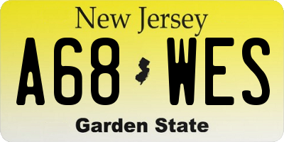 NJ license plate A68WES