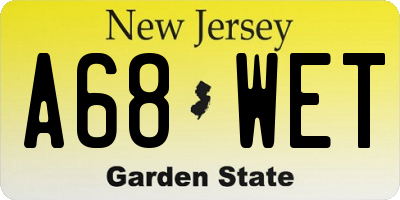 NJ license plate A68WET