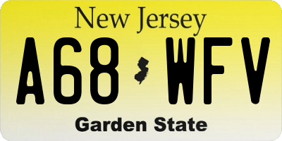 NJ license plate A68WFV