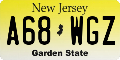 NJ license plate A68WGZ