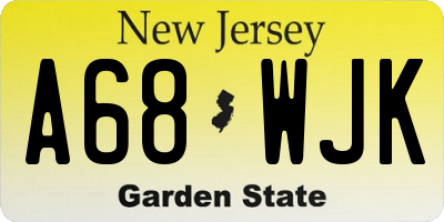 NJ license plate A68WJK