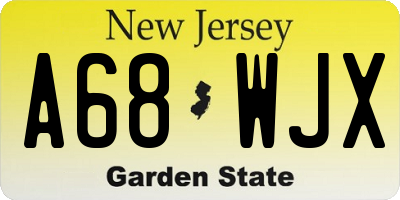 NJ license plate A68WJX