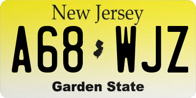 NJ license plate A68WJZ