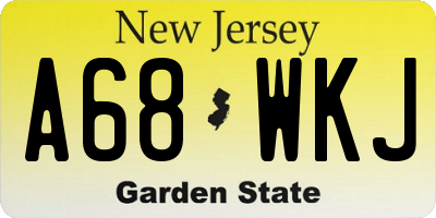NJ license plate A68WKJ