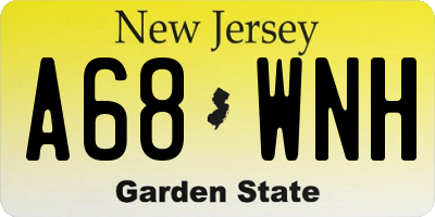 NJ license plate A68WNH