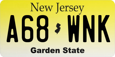 NJ license plate A68WNK