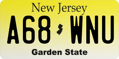 NJ license plate A68WNU