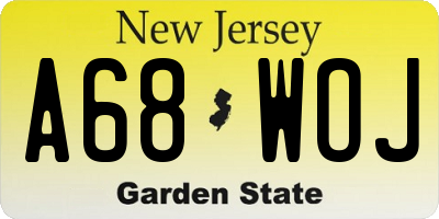 NJ license plate A68WOJ