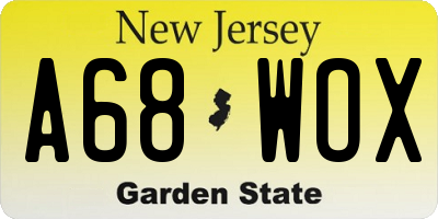 NJ license plate A68WOX
