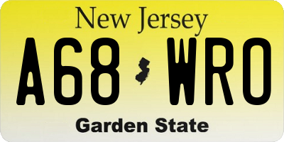 NJ license plate A68WRO